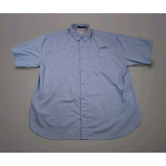 Columbia Tamiami PFG Mens XXL Short Sleeve Shirt Fishing Omni-Shade Vented Blue - Picture 2 of 8